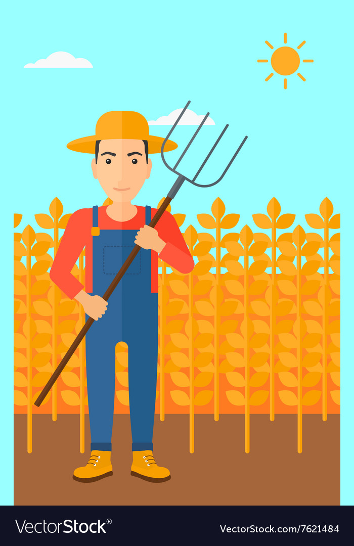 Farmer With Pitchfork Royalty Free Vector Image