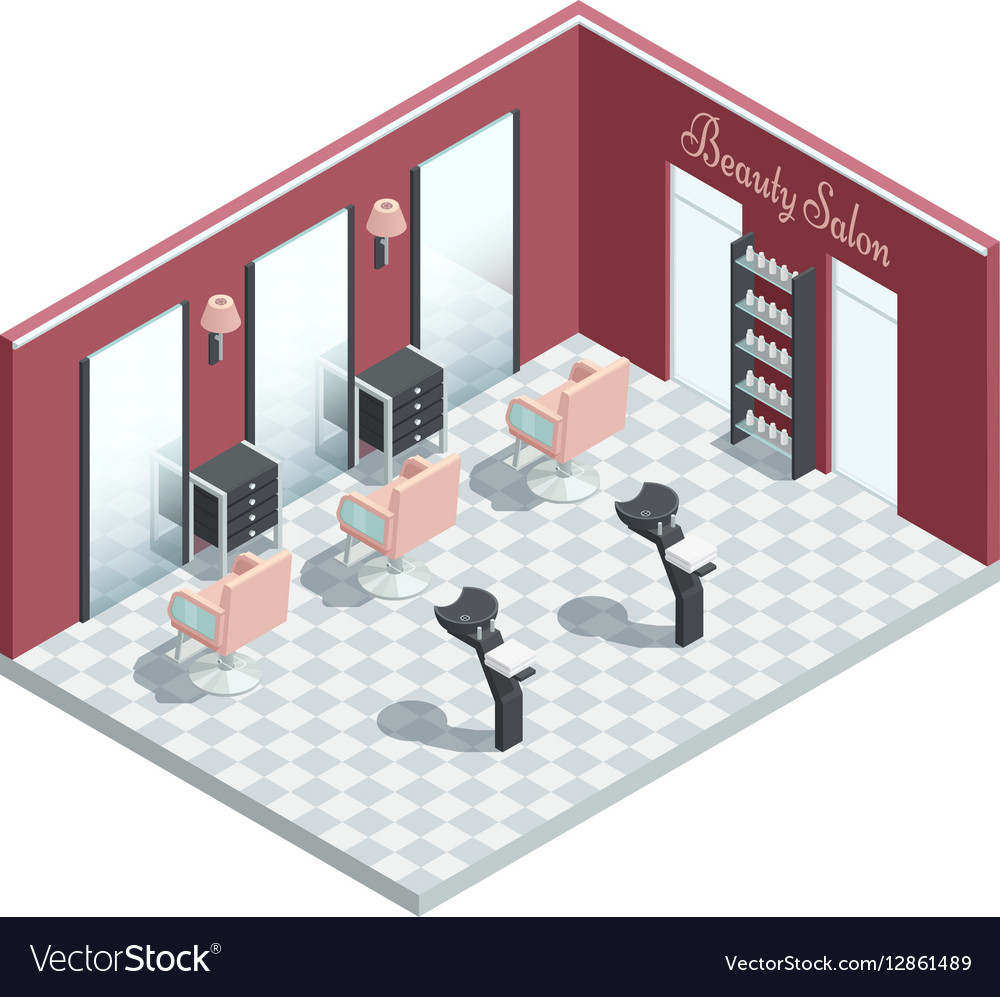 Beauty Salon Isometric Interior Royalty Free Vector Image