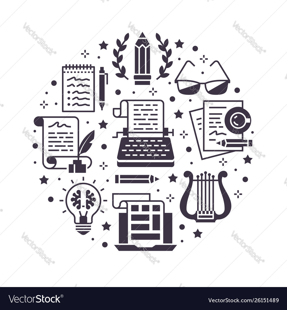 Copywriting Circle Banner With Flat Icons Vector Image