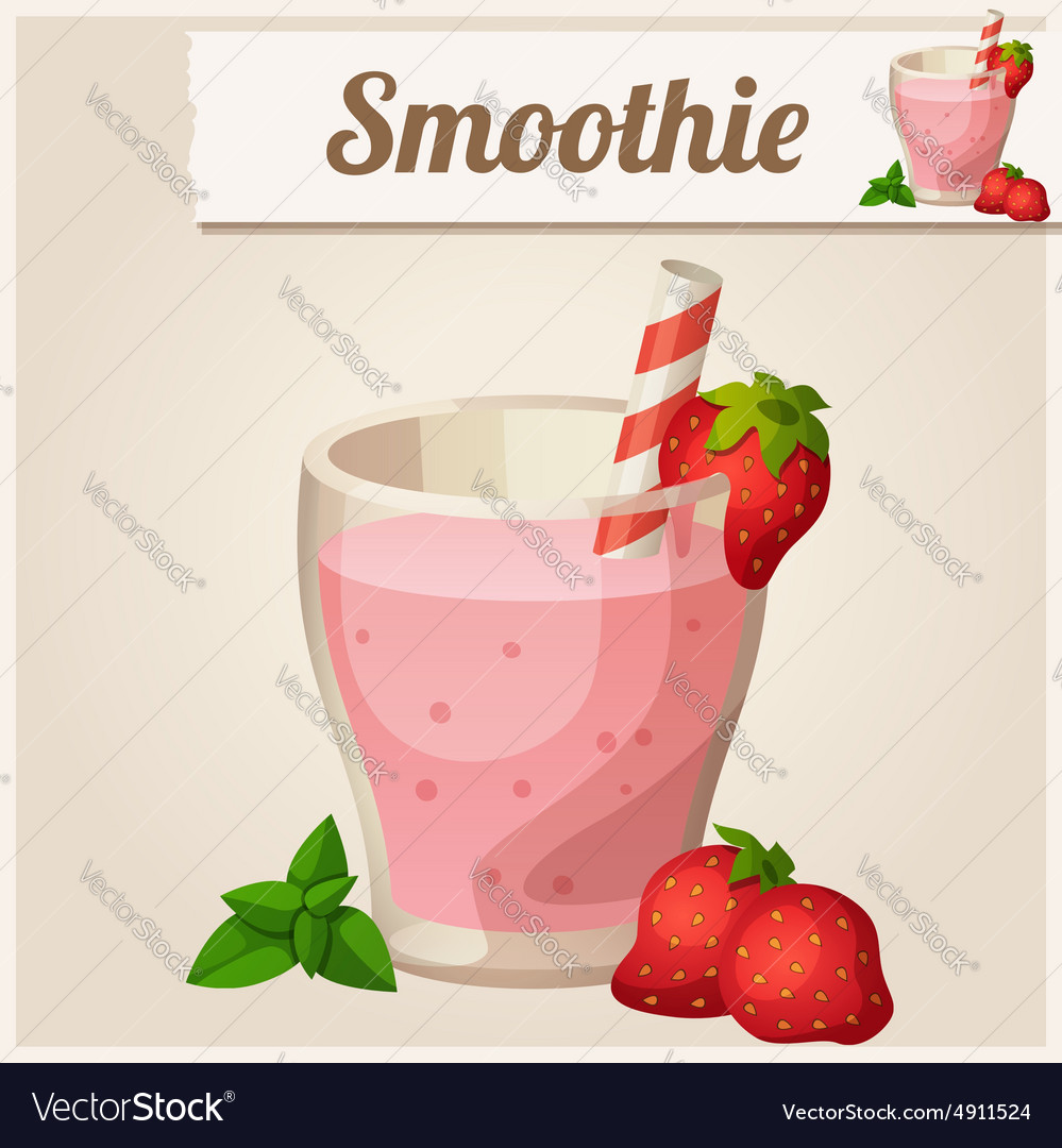 Detailed Icon Strawberry Smoothie Royalty Free Vector Image