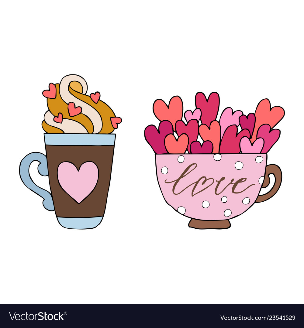 Set Hand Drawn A Mug Royalty Free Vector Image