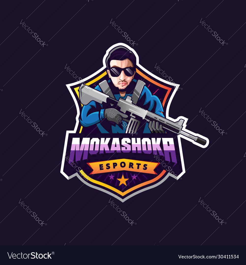 People Gun Esport Logo For Mobile Game Royalty Free Vector