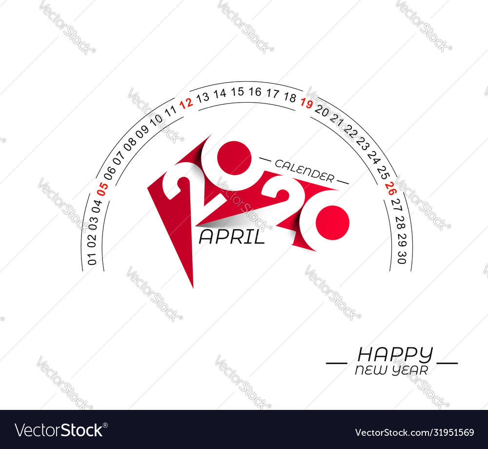 Happy New Year 2020 Calendar Holiday Royalty Free Vector