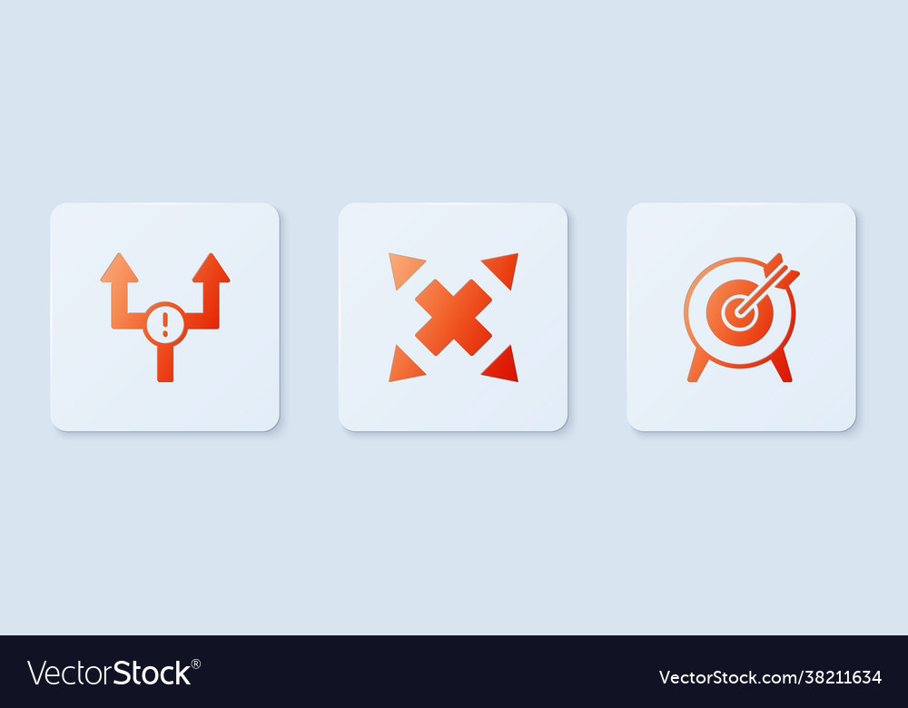 Set Many Ways Directional Arrow Arrow And Target Vector Image