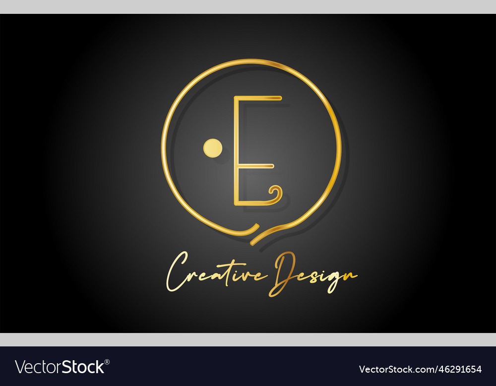 E Gold Yellow Alphabet Letter Logo Icon Design Vector Image