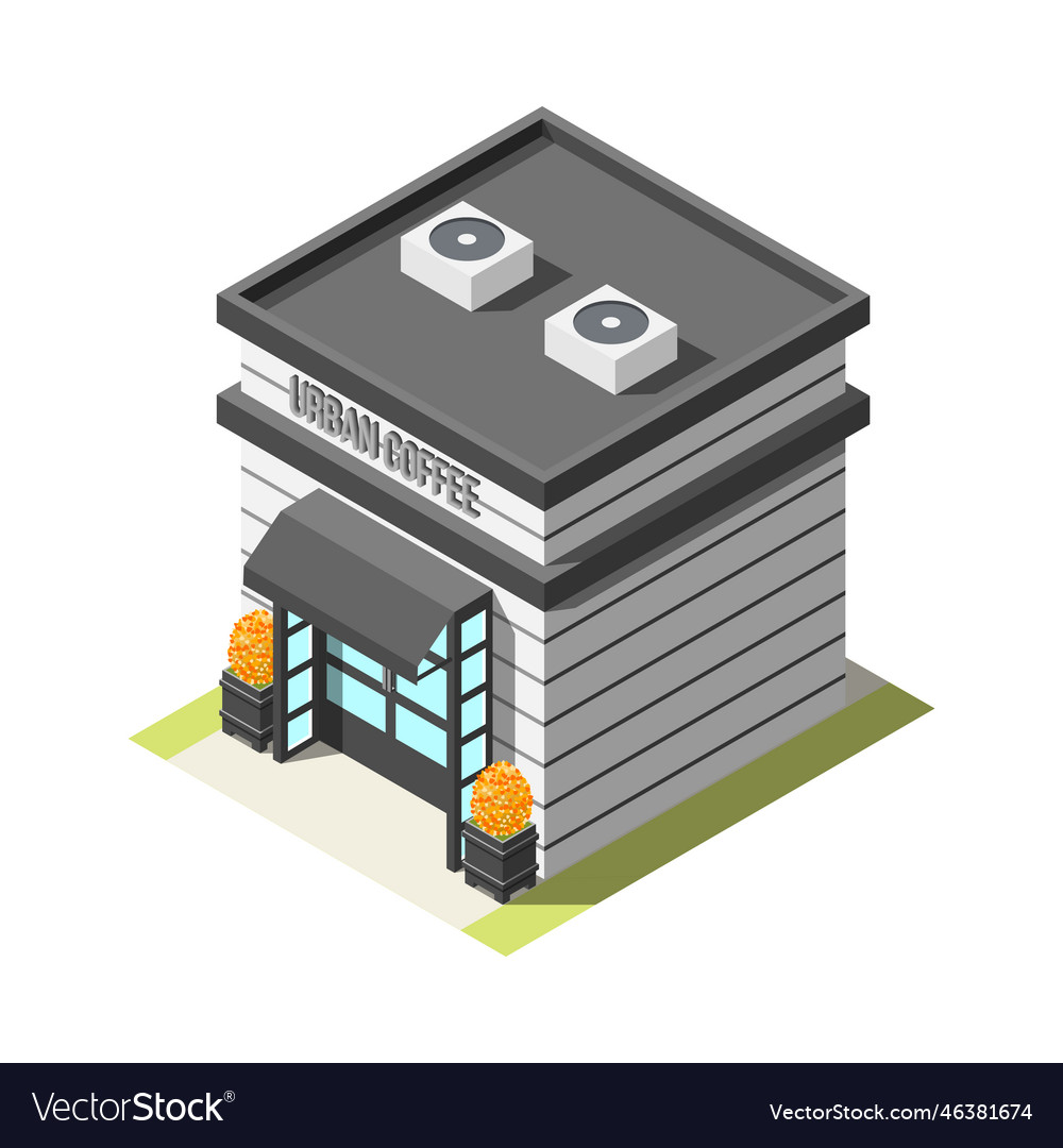 Isometric Cafe Building Royalty Free Vector Image