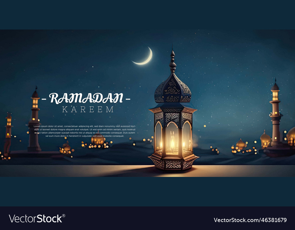 Arabic Lantern Of Ramadan Celebration Background Vector Image