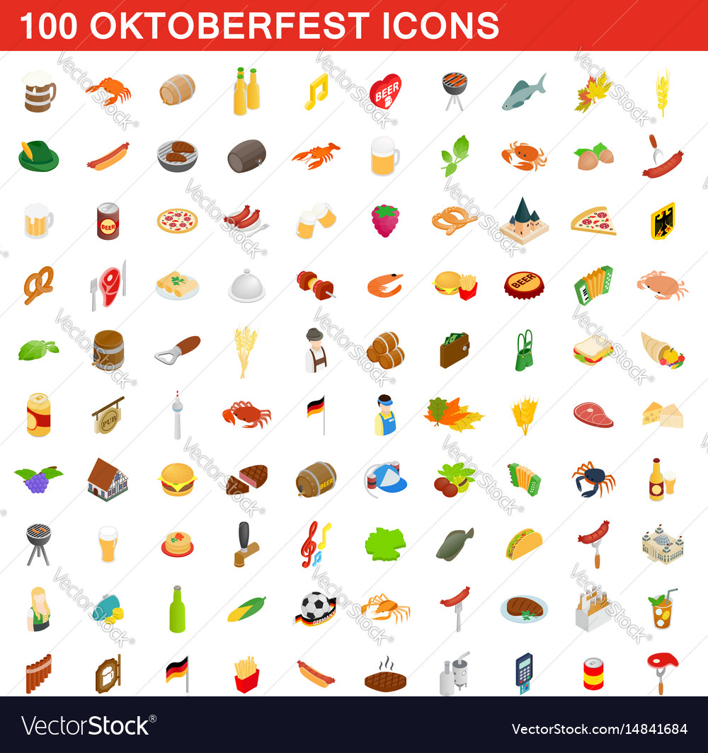 Oktoberfest Icons Set Isometric D Style Vector Image