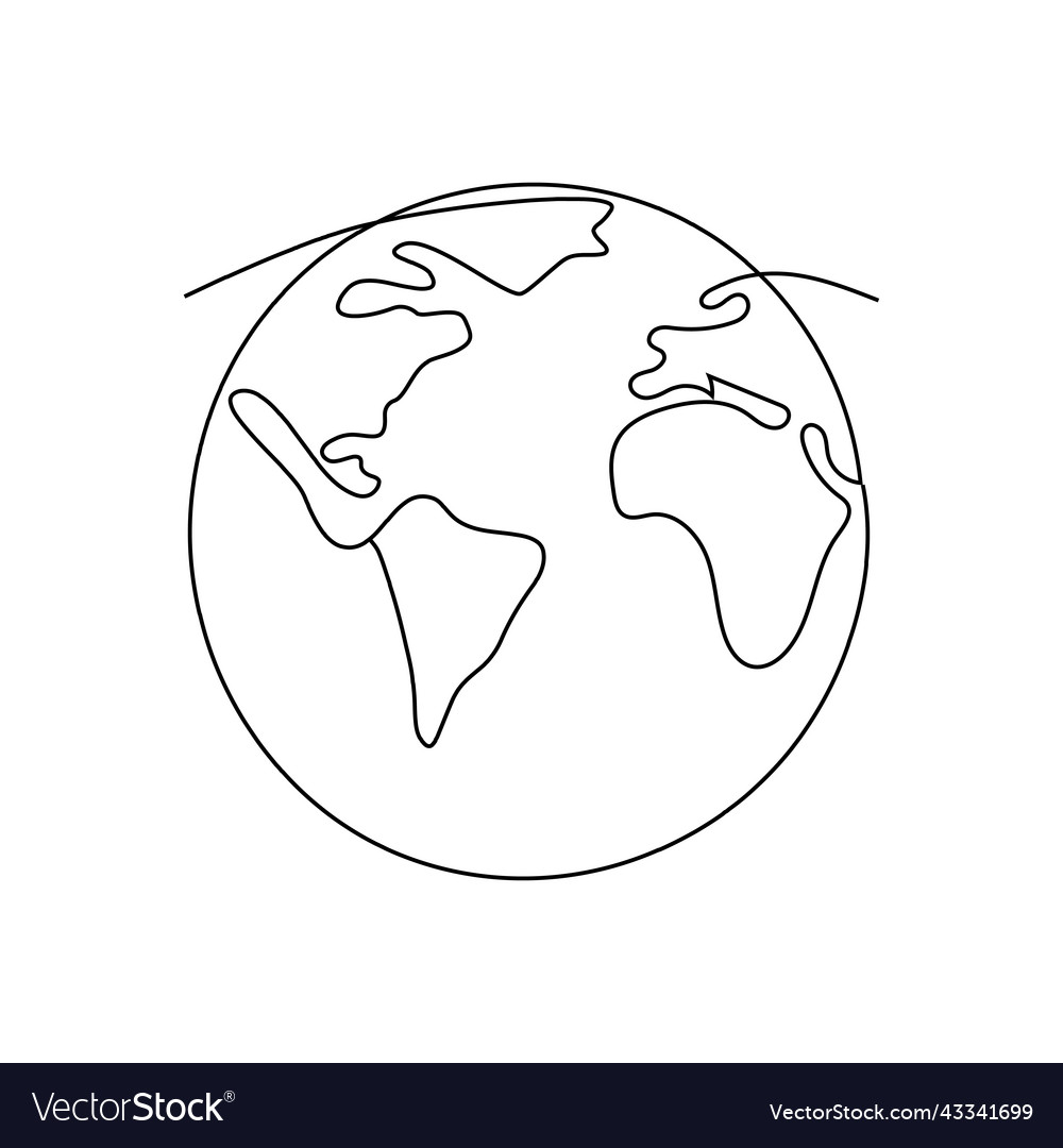 Single Continuous One Line Drawing Of Globe Sphere