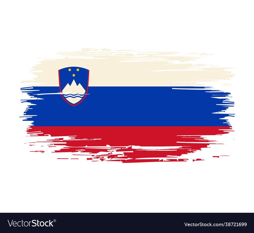 Slovenian Flag Brush Grunge Background Royalty Free Vector