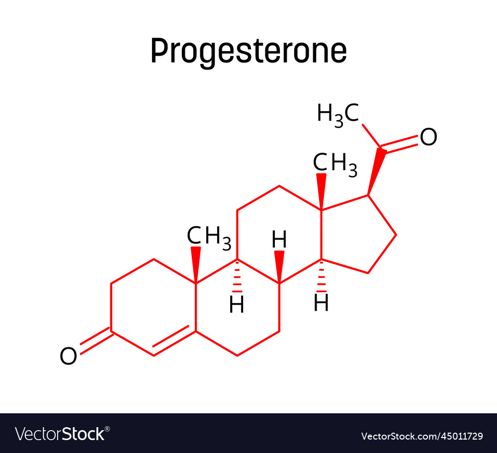 Progesterone Structural Formula Of Molecular Vector Image