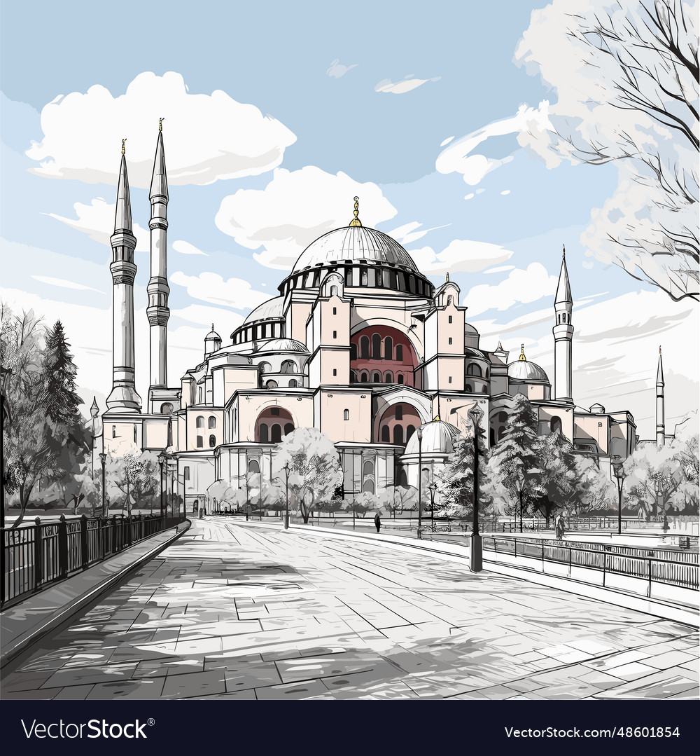 Hagia Sophia Hand Drawn Comic Royalty Free Vector Image