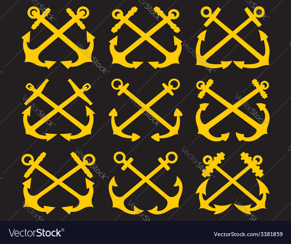 Crossed Anchors Set Royalty Free Vector Image Vectorstock