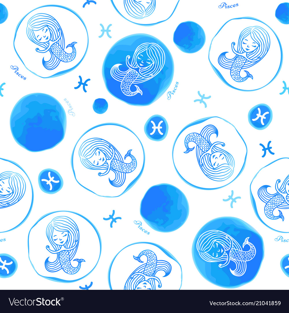 Pisces Zodiac Sign Seamless Pattern Royalty Free Vector