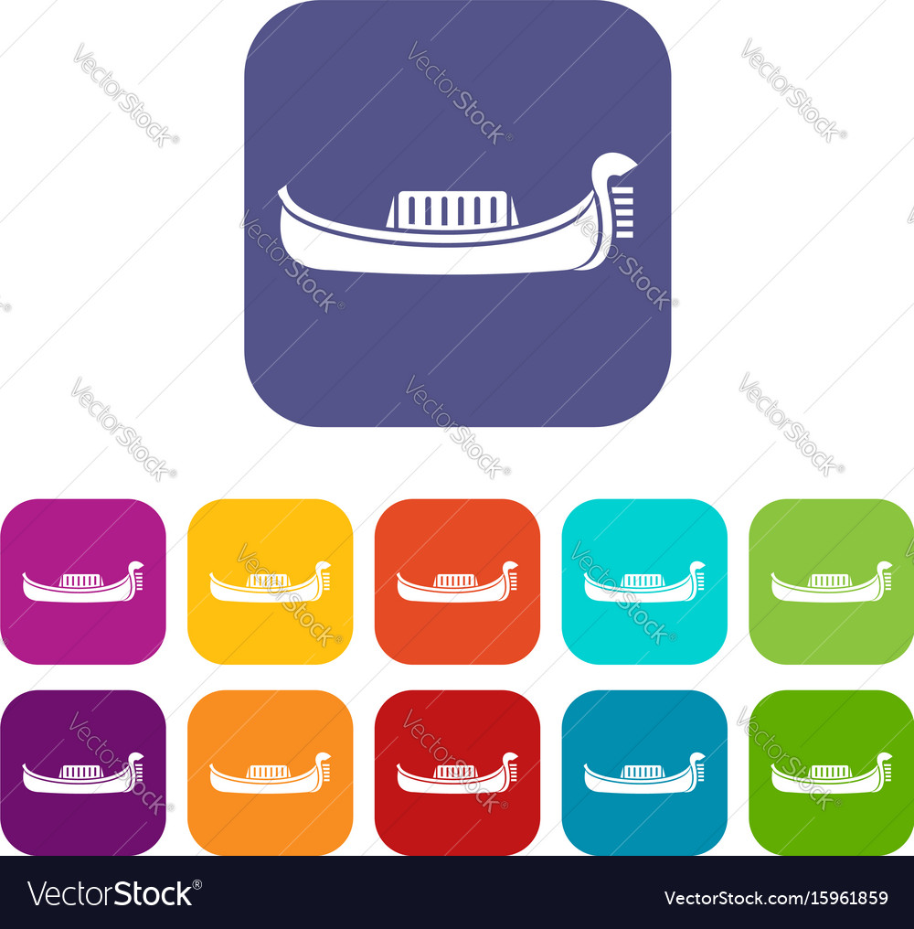 Venice Gondola Icons Set Royalty Free Vector Image