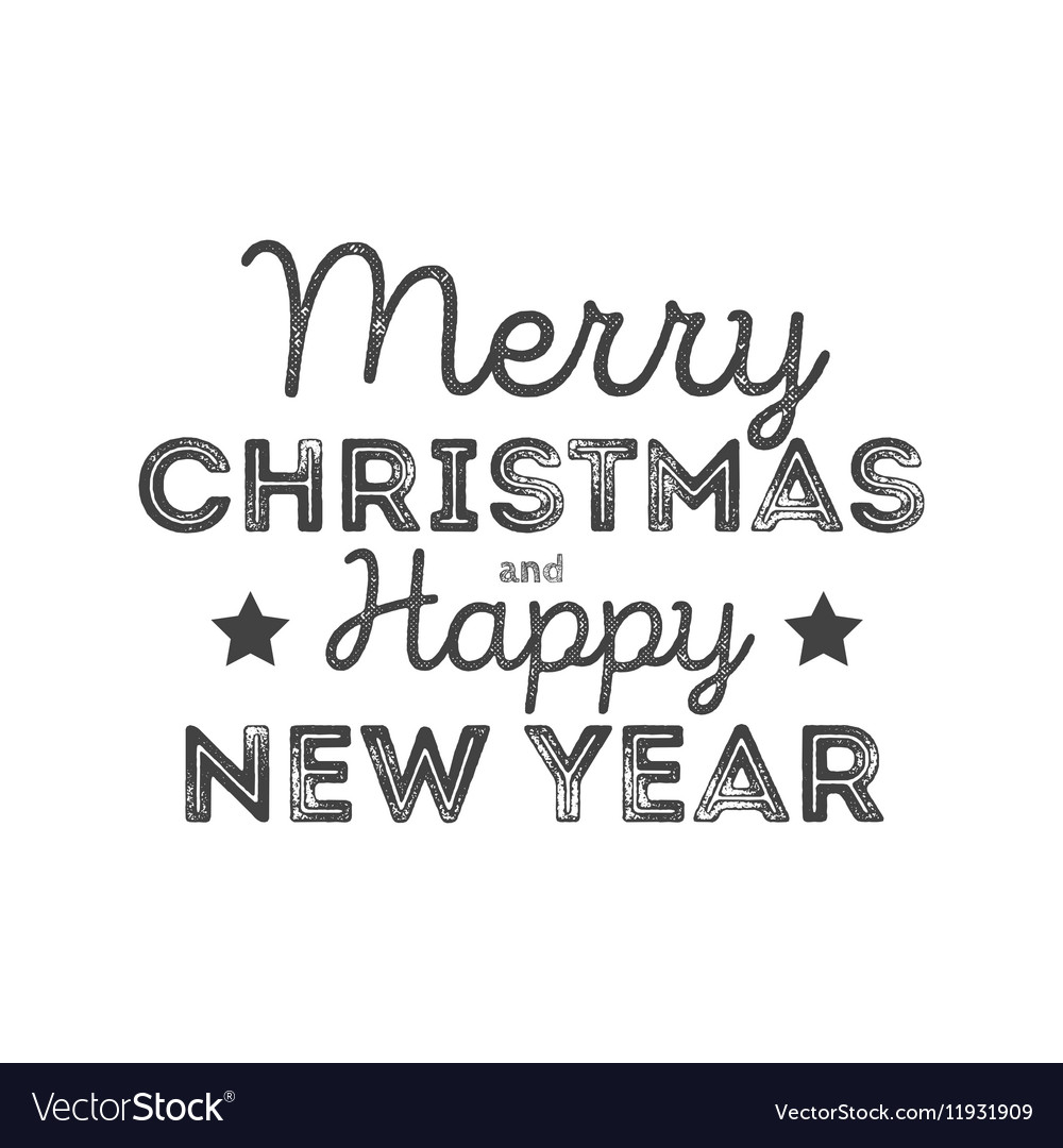 Merry Christmas And Happy New Year Lettering Vector Image