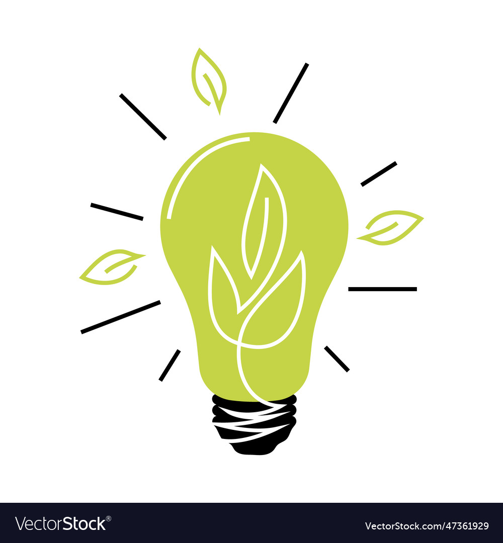 Green Energy Light Bulb With Plant Inside Vector Image