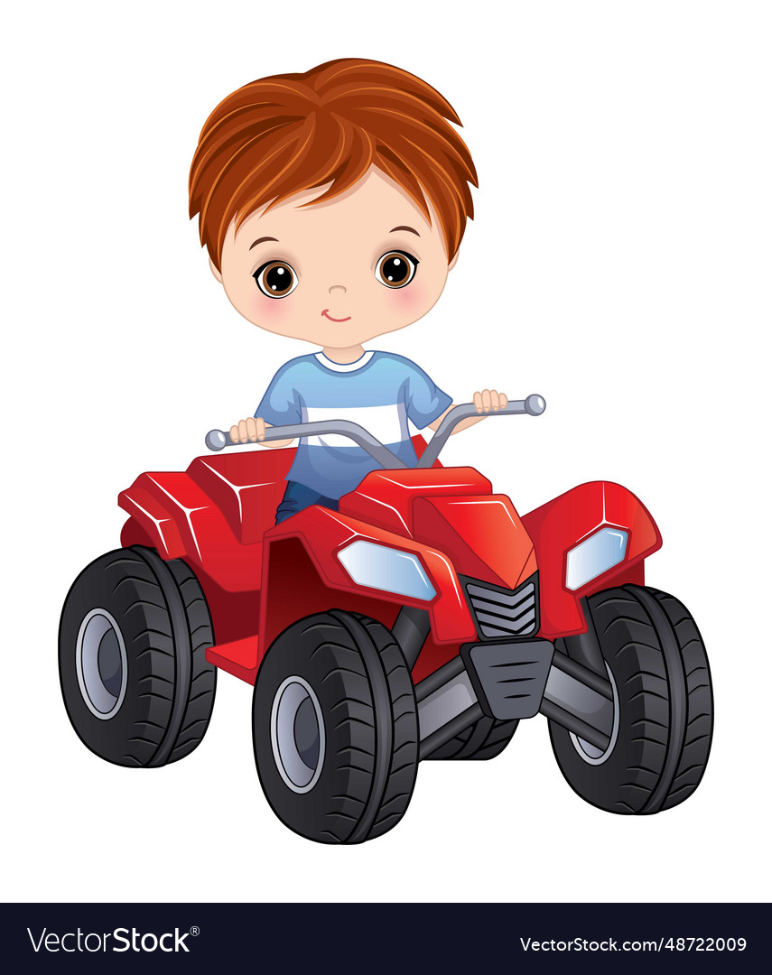 Cartoon Boy Riding Quad Bike Royalty Free Vector Image