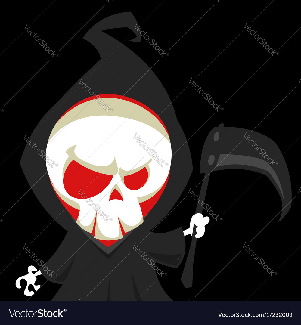 Cute Cartoon Grim Reaper With Scythe Royalty Free Vector