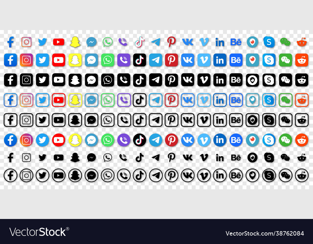 Collection Popular Social Media Logos Royalty Free Vector