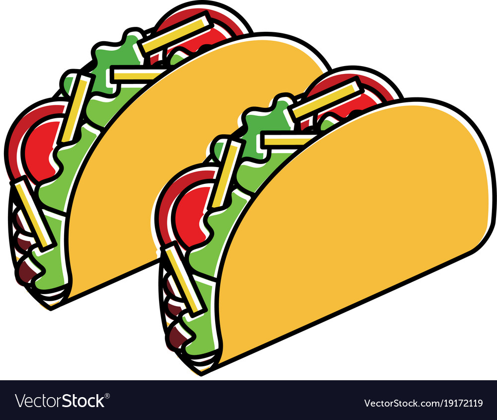 Delicious Mexican Food Tacos Royalty Free Vector Image