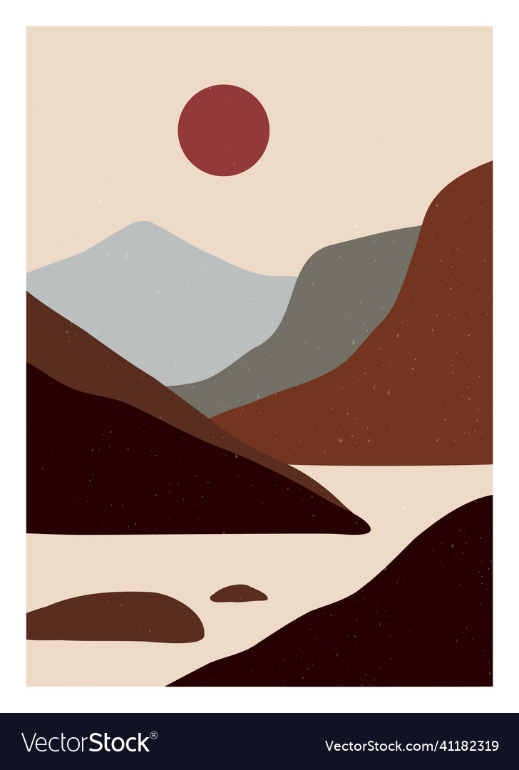 Minimalist Abstract Mountain Landscape Modern Vector Image