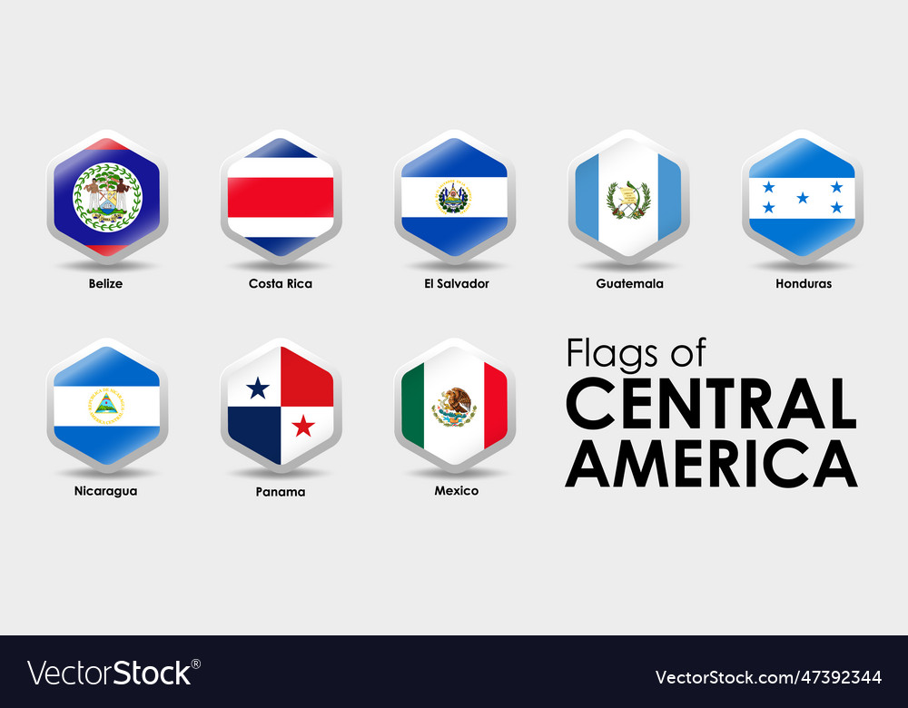 Flag Icons Countries Of Central America Simple Vector Image