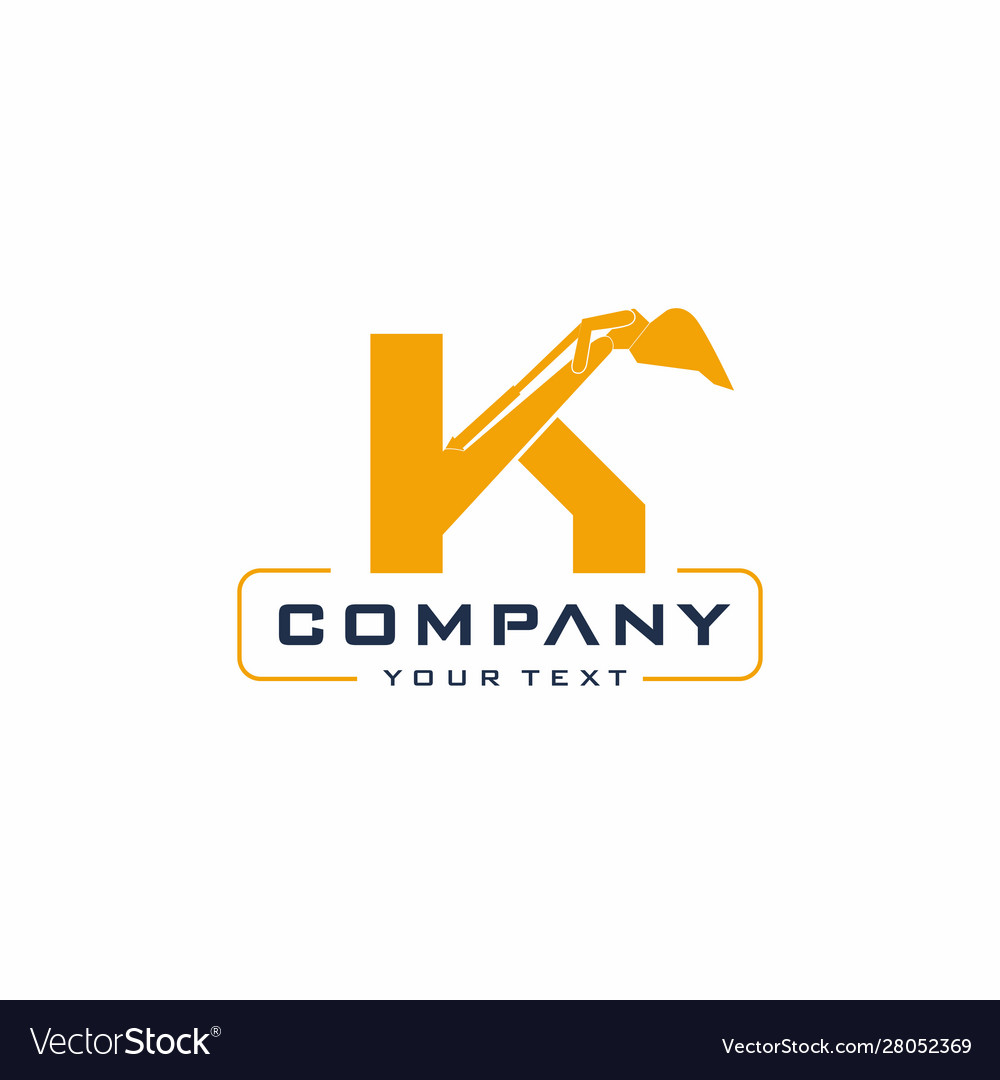 K Letter Excavator Logo Design Royalty Free Vector Image