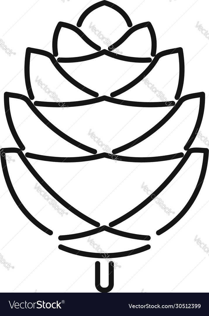 Branch Pine Cone Icon Outline Style Royalty Free Vector