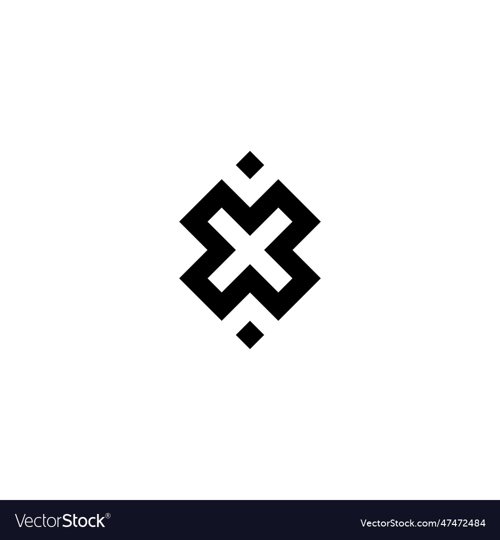 Letter X Outline Square Geometric Symbol Simple Vector Image