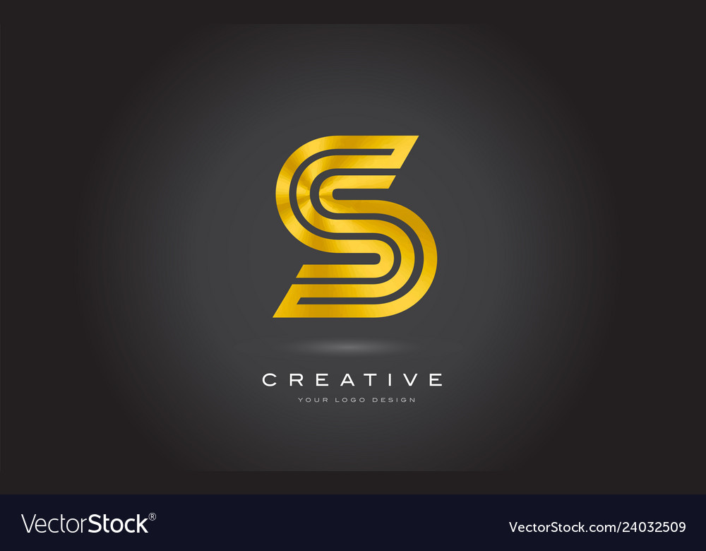 S Gold Letter Monogram Logo Design Modern S Vector Image