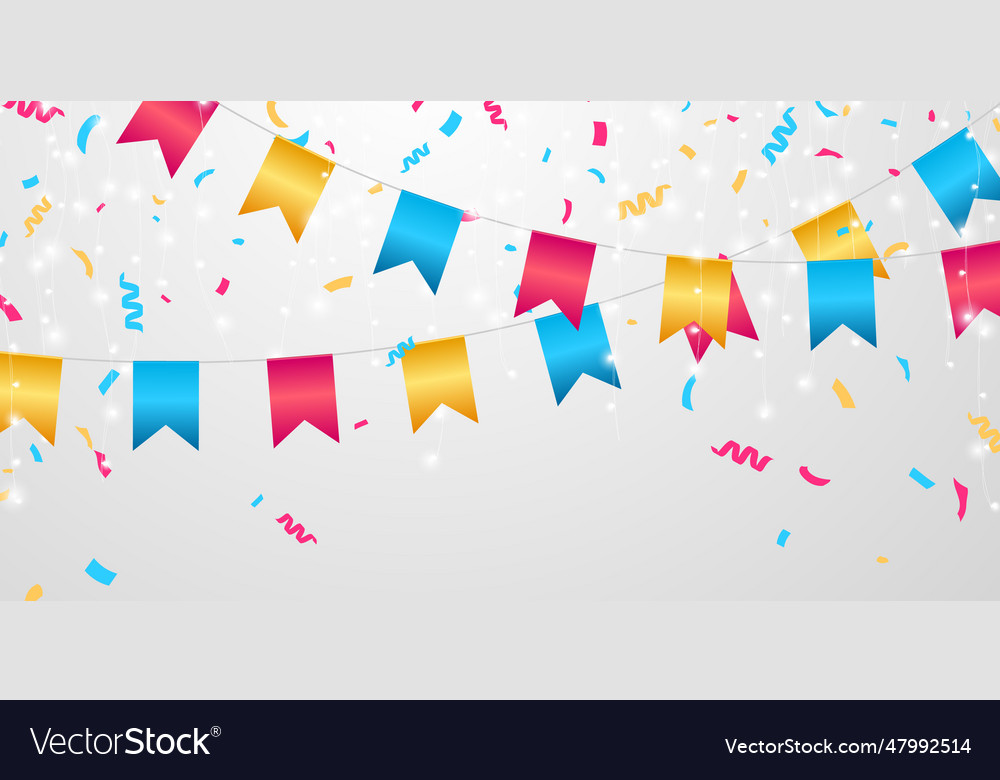 Flag Celebration Confetti And Ribbons Colorful Vector Image