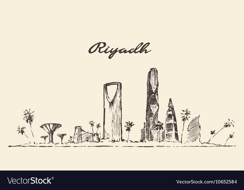 Riyadh Skyline Drawn Sketch Royalty Free Vector Image