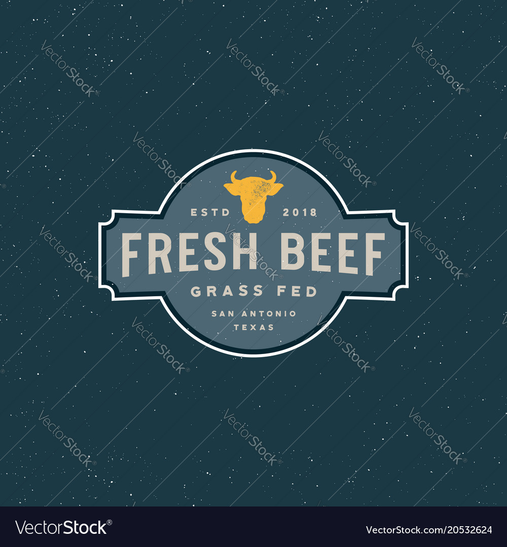 Premium Fresh Beef Label Retro Styled Meat Shop Vector Image