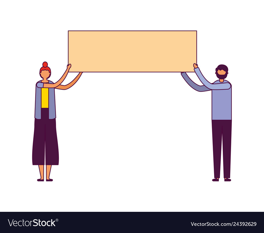 People Holding Banners Royalty Free Vector Image