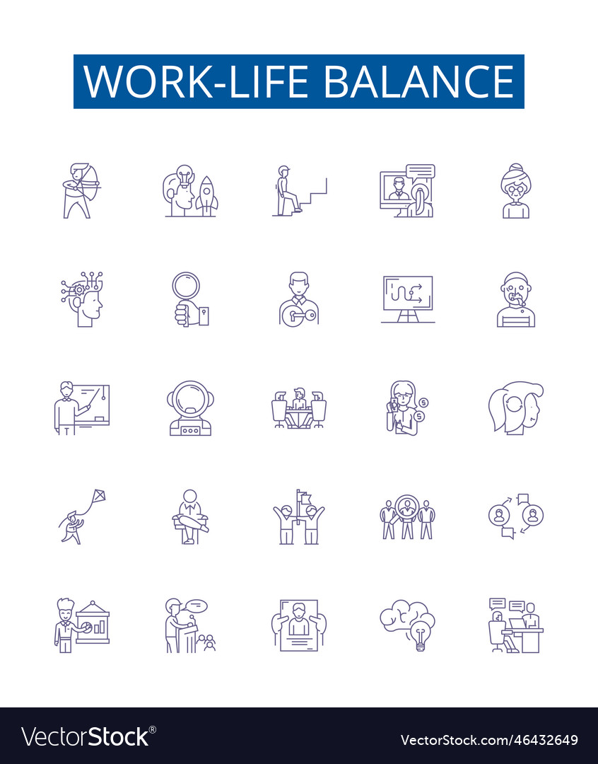 Work Life Balance Line Icons Signs Set Design Vector Image