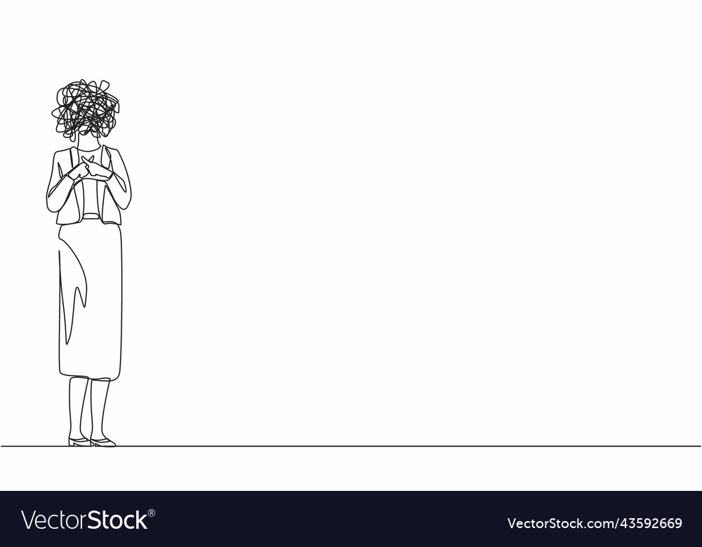 Single Continuous Line Drawing Businesswoman Vector Image