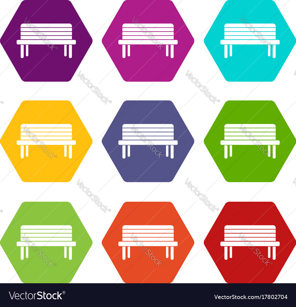 Street Bench Icon Set Color Hexahedron Royalty Free Vector