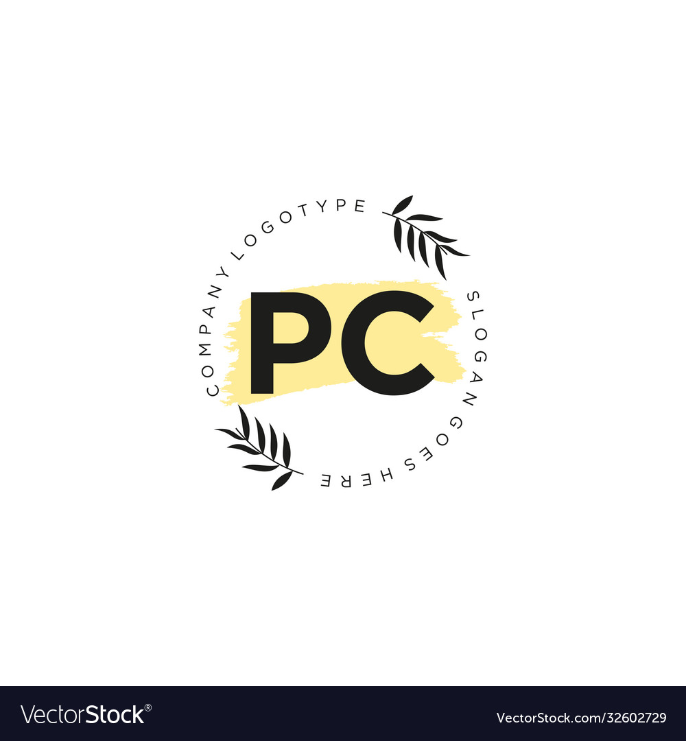 Pc Letter Logo Icon Design Template Elements Vector Image