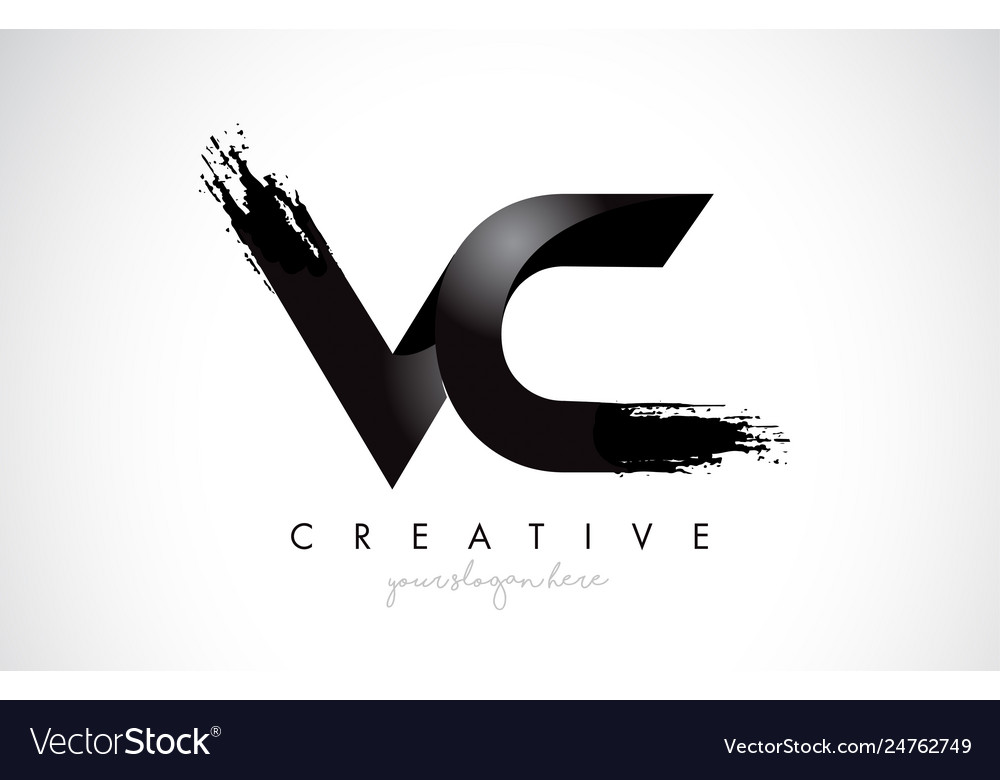 Vc Letter Design With Brush Stroke And Modern 3d Vector Image