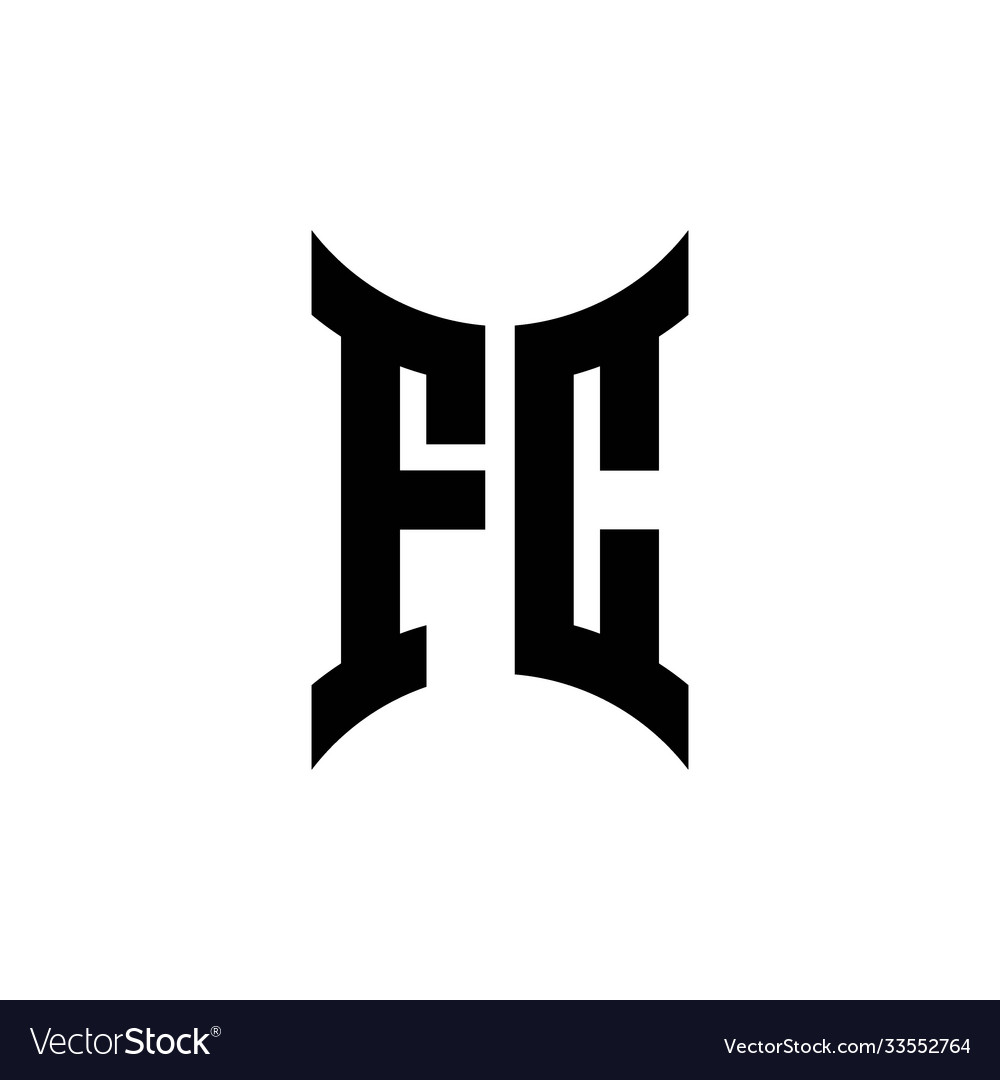 Fc Monogram Logo With Curved Side Royalty Free Vector Image