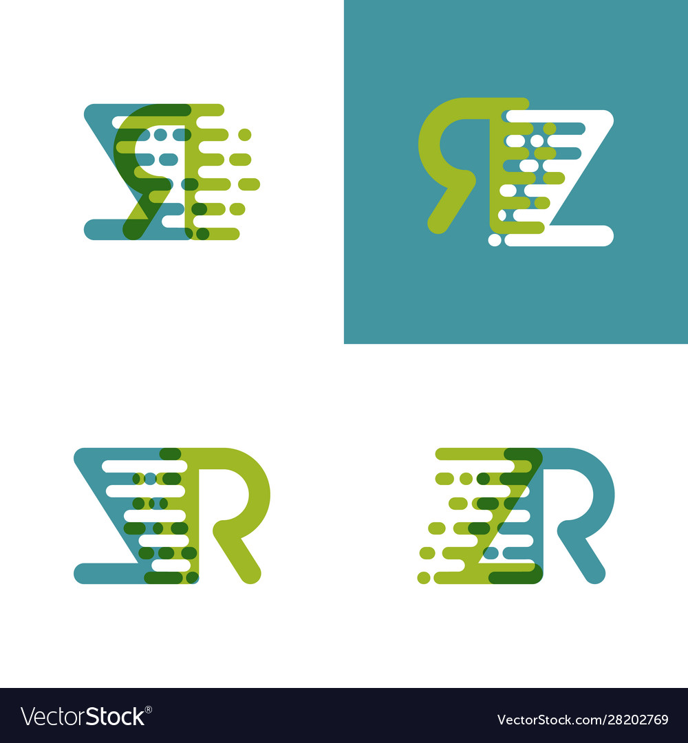 Zr Letters Logo With Accent Speed Green And Blue Vector Image