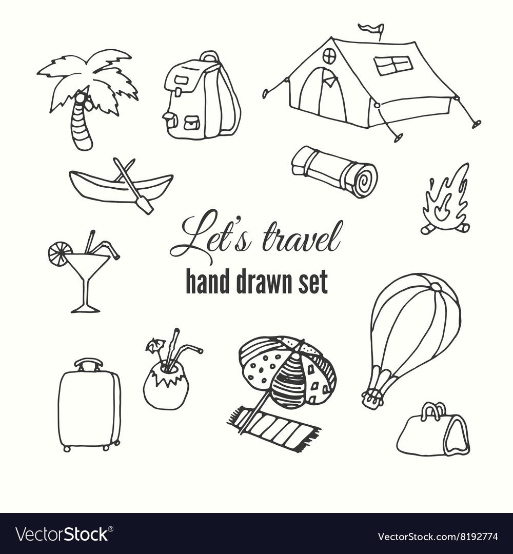 Travel Elements Set Design Of Traveler Royalty Free Vector