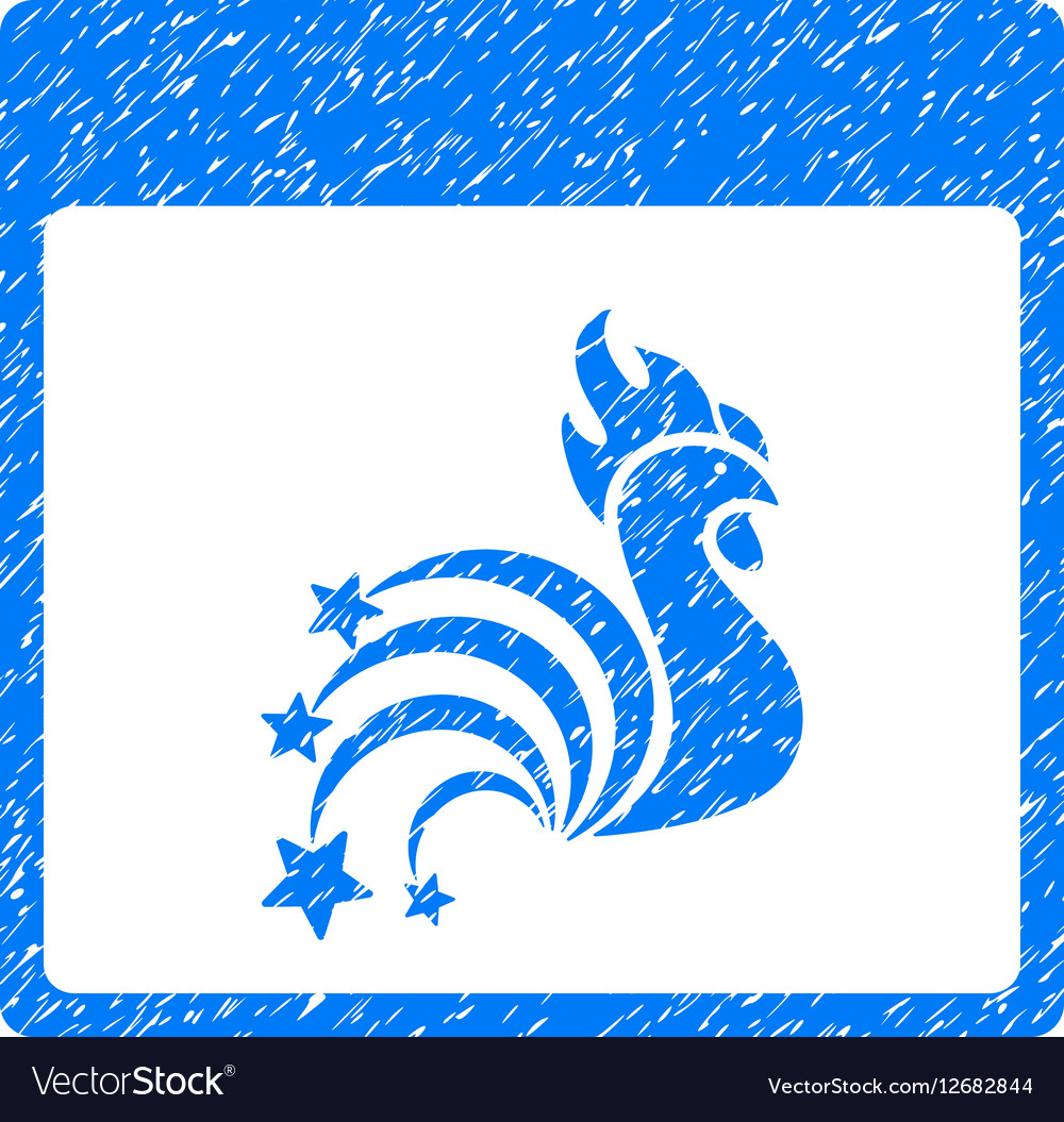 Rooster Fireworks Calendar Page Grainy Texture Vector Image