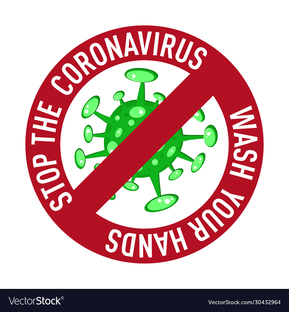 Cartoon Concept Stop Coronavirus Logo Green Vector Image