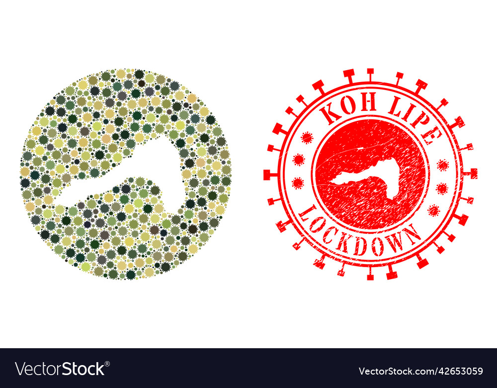 Lockdown Grunge Seal And Covid Virus Mosaic Vector Image