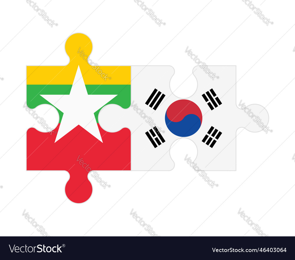 Puzzle Of Flags Of Myanmar And South Korea Vector Image