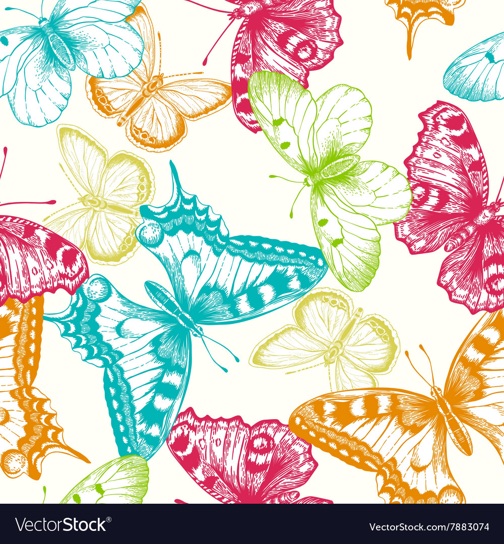 Seamless Pattern With Butterflies Royalty Free Vector Image