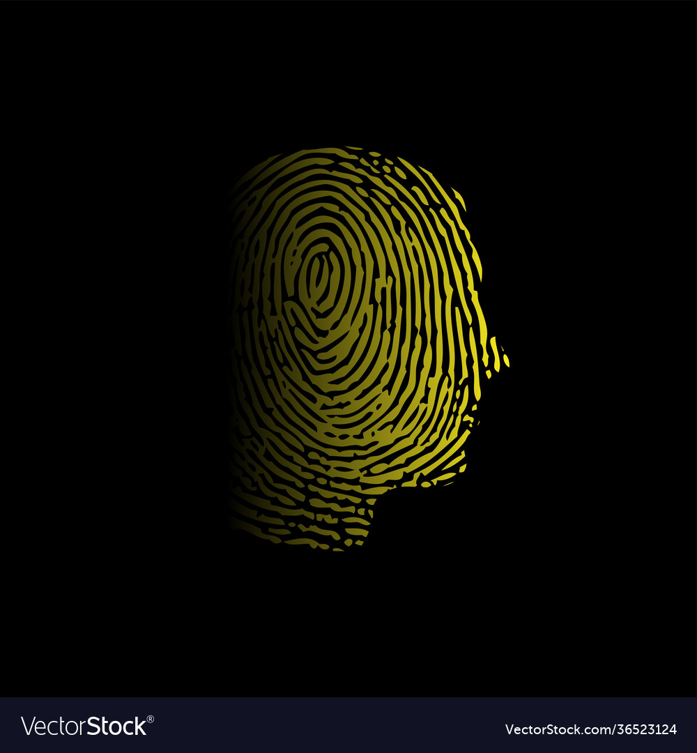 Face Id Yellow Background With Fingerprint Vector Image