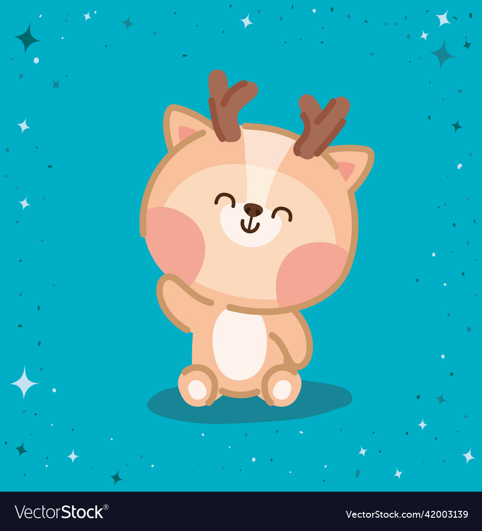 Kawaii Reindeer Card Royalty Free Vector Image